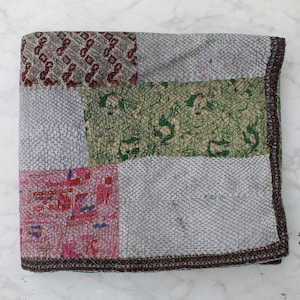 Patchwork Vintage Kantha Quilt, Indischer Baumwolle Überwurf Und Decke,Boho Tagesdecke,Alte Antike Quilt Aus Bengalen