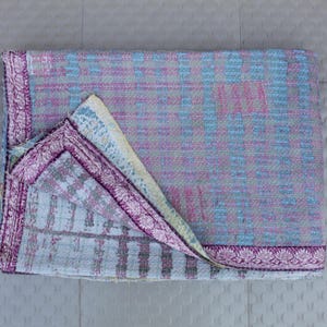 Vintage Kantha Quilt: Handmade Indian Cotton Bedding Throw (60x88 Inches)