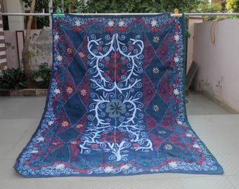 Edredón Kantha vintage: manta india reversible cosida a mano