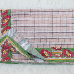 Handmade Vintage Kantha Quilt: Handstitched Indian Cotton Bedspread
