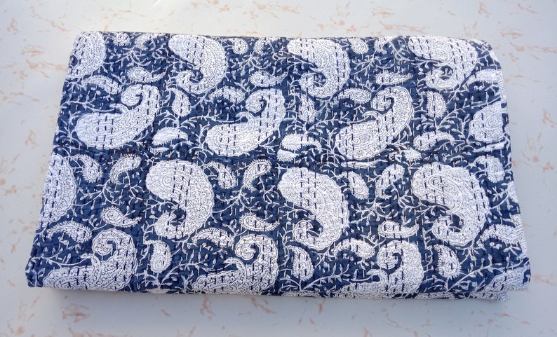 Blanket Bedspread Indigo Kantha Quilt Bedding Kantha Quilt Home Decor Amazing Indigo King Size Kantha Quilt Christmas Handmade Quilt
