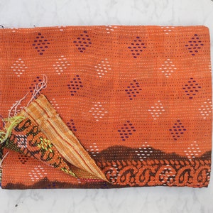 Vintage Kantha Quilt: Organic Cotton Reversible Ralli Blanket