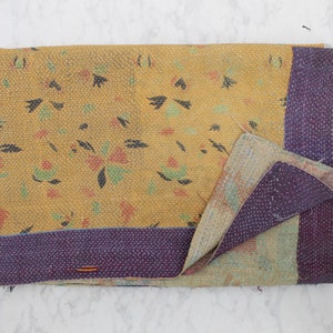 Vintage Cotton Kantha Quilt: Hand-stitched Bengal Throw Blanket
