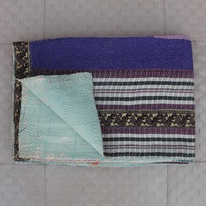 Vintage Kantha Quilt: Hand-Stitched Bengal Throw Blanket