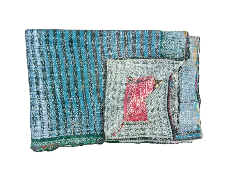 Stunning Amazing Vintage Kantha Master Rare Piece Rug Throw Heavy Unique Old Boho Bohemian Indian Hand stitched Antique Wall Hanging Quilt