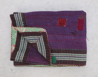 ヴィンテージカンタキルト：手縫いリバーシブルコットンスロー - Etsy 日本