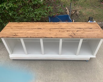 Farmhouse Entryway Bench: Mudroom Shoe Storage