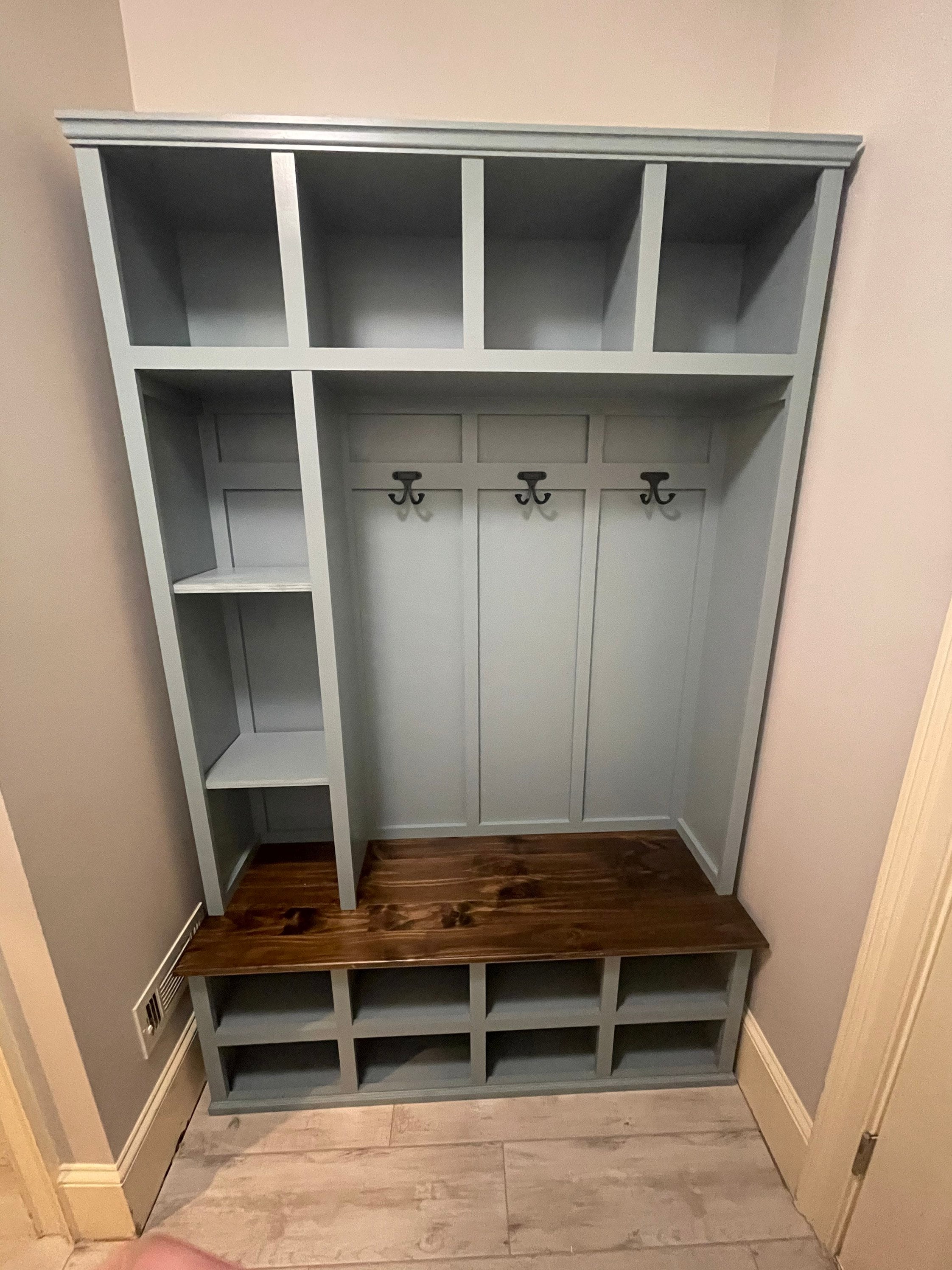 Farmhouse Hall Tree Mudroom Locker Custom Size and Color Available