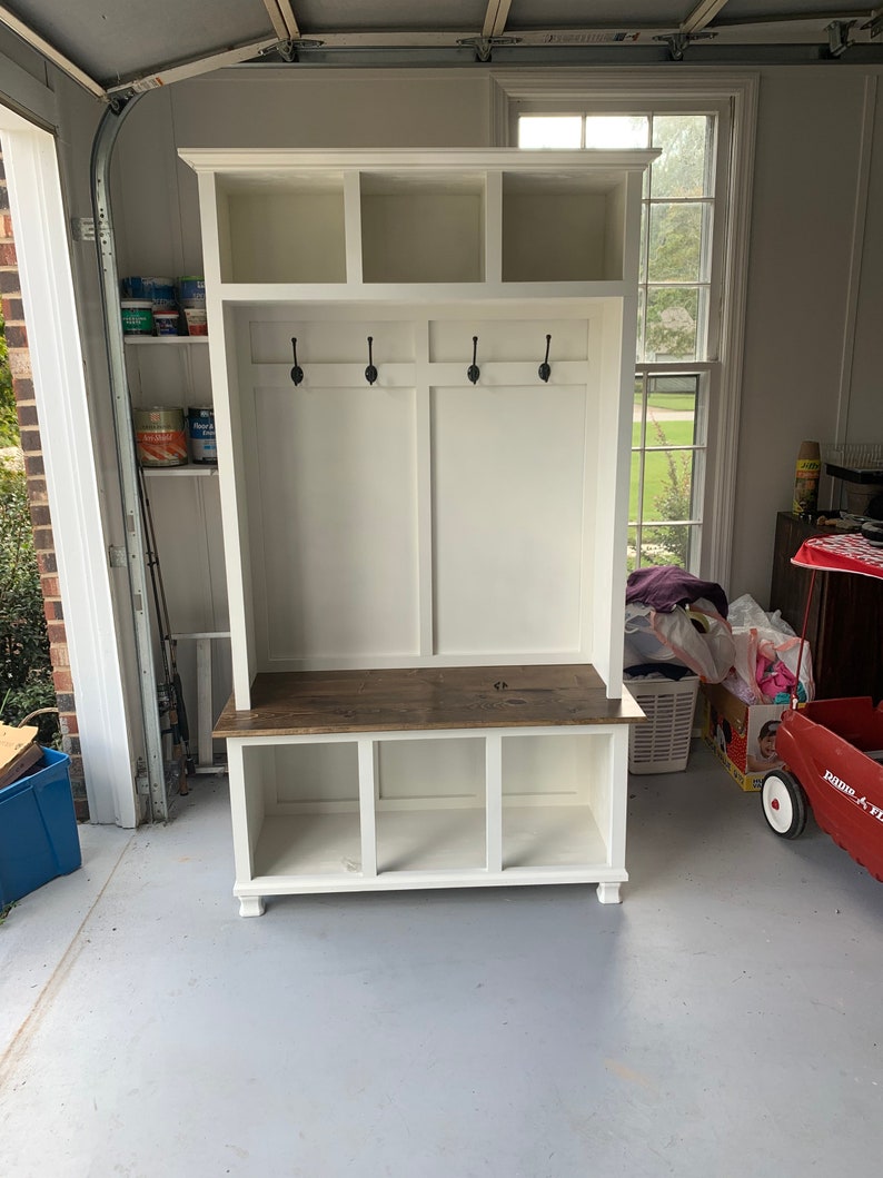 Farmhouse Hallway Tree with Bench and Storage Mudroom Etsy