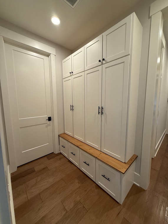 Farmhouse Hall Tree with Lockers: Customizable Mudroom Storage