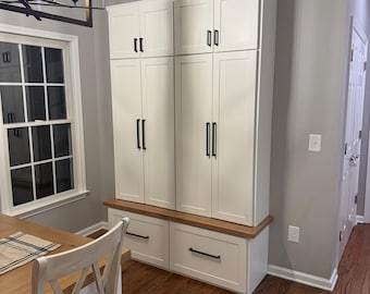 The Roswell || halltree || entryway hall tree || Mudroom bench with lockers || customizable color and hardware ||