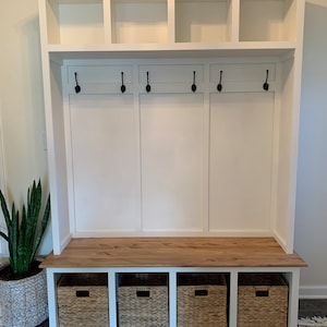 Farmhouse Hall tree | Mudroom locker | Custom Size and Color Available | Halltree entryway | bench with storage