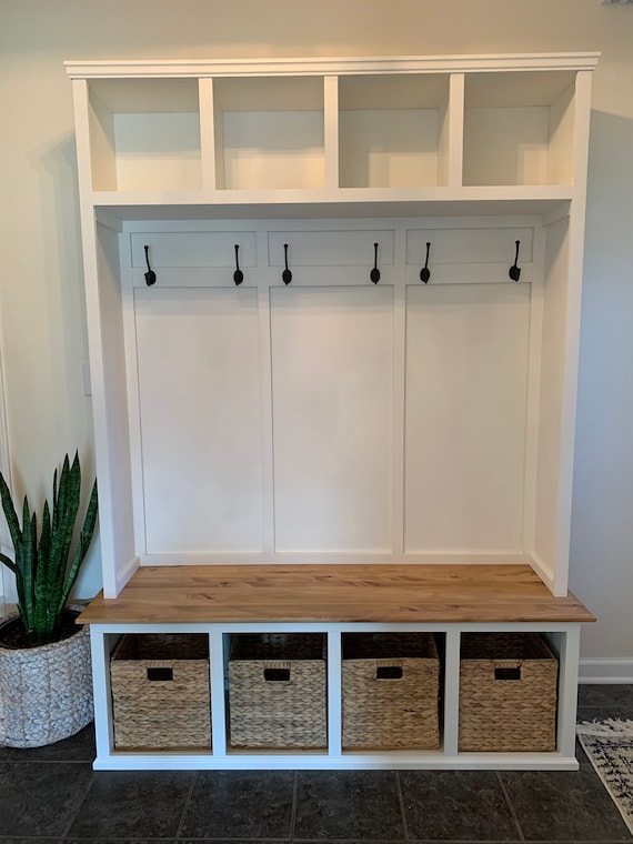 The Perfect Mudroom Hall Tree with Bench, Drawers & Cubbies