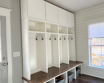 Farmhouse Hall tree | Mudroom locker |  Entryway furniture | halltree bench || Custom size and color available