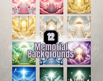 Stairs to Heaven Memorial Backgrounds PNG Bundle (12 Files) (Digital Download)