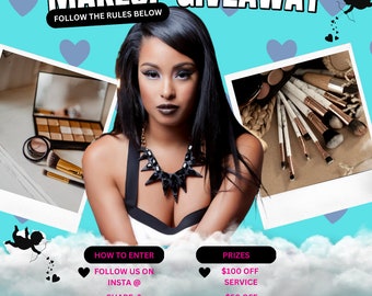 Glam Makeup Artist Flyer, Customizable Canva Template (Digital Download)