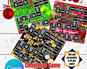 Editable Christmas Drinking Game Board Bundle | Canva Template (Instant Download)