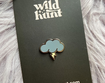 Storm Cloud with Lightning Mini Enamel Pin - Board Filler