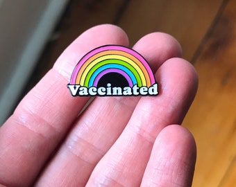 Vaccinated Rainbow Enamel Pin - 90's Edition