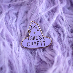 She's Crafty Enamel Lapel Pin- Lavender & Gold