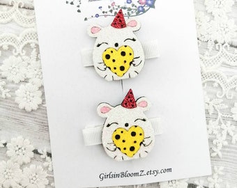Glitter Mouse Hair Clips: Toddler Girl Hair Accessories (Set of 2)