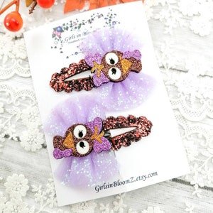 Turkey hair clip-Fall hair clips-Small hair clips-Fringe clips-Glitter snap clips-Autumn hair bows-Thanksgiving hair accessories