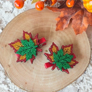 Fall Leaf Hair Clips: Glitter Autumn Hair Accessories
