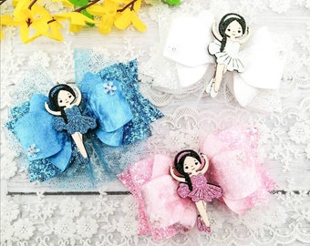 Pink Glitter Ballerina Hair Bow: Ballet Dance Clip