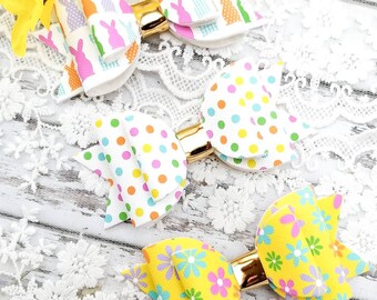 Set van 3 haarelastiekjes met paashaas – vilten canvas veerclips voor meisjes