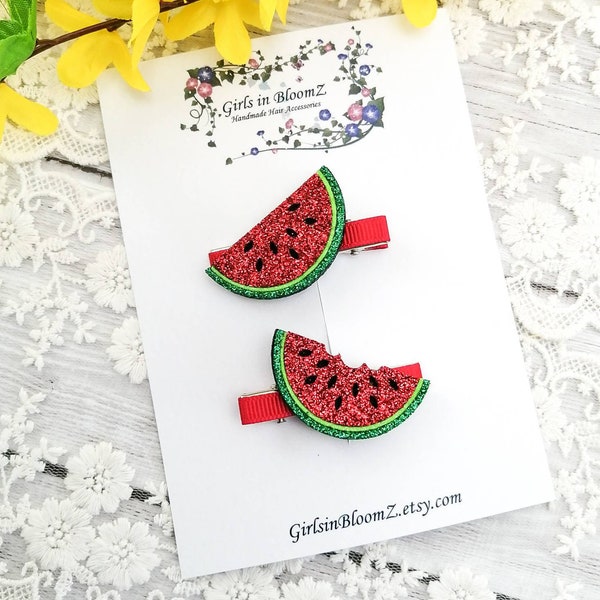 Watermelon hair clips/Toddler hair clip/Summer hair clip/Hair clippies/Baby hair clip/Small hair clips for girls/Fringe clips/Party favor