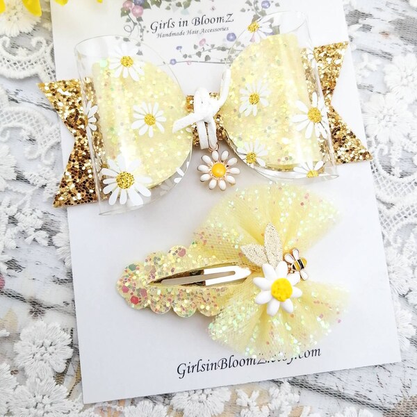 Daisy Hair Bow Etsy