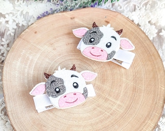 Handmade Cow Hair Clips: Farm Animal Clippies