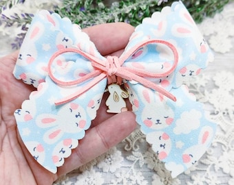 Easter Bunny Fabric Hair Bow for Toddlers, Girls Hair Accessories
