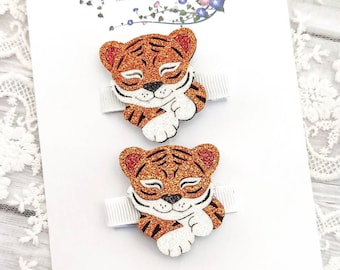 Cute Tiger hair clips/Cute Hair clippies/Girls hair clips