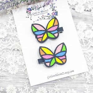 Haarspeldjes vlinder: zomerse glitterclips voor peuters, set van 2