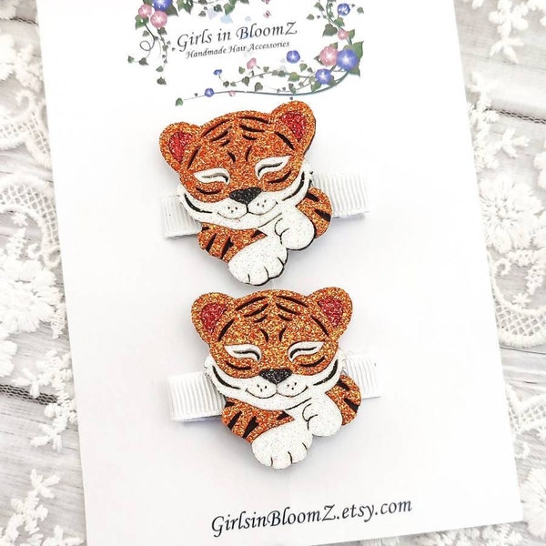 Cute Tiger hair clips/Cute Hair clippies/Girls hair clips