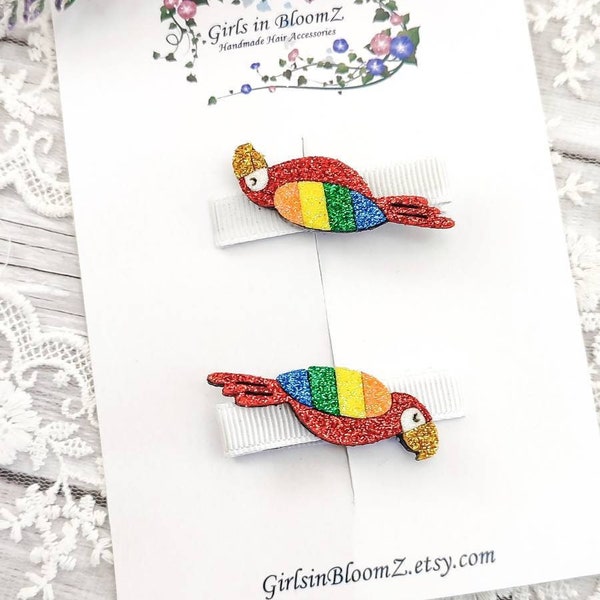 Parrot hair clips/Cute Hair clippies/Girls hair clips/Tropical hair clip