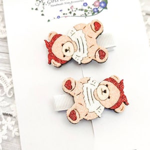 Cute Bear hair clips/Cute Hair clippies/Girls hair clips