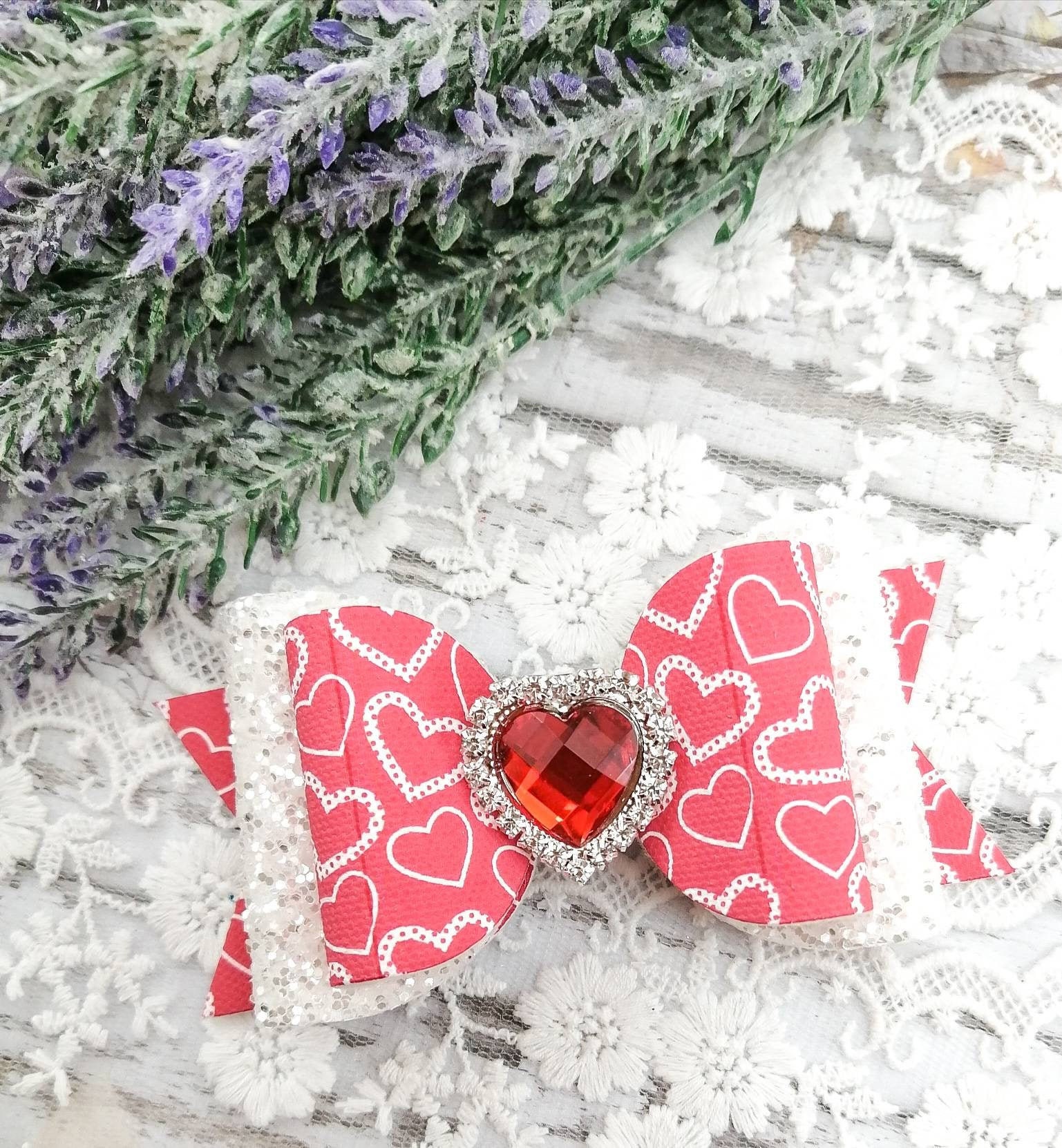 4 Süße Herz-Haarspangen Für Mädchen – Glitzernde Valentinstags-Haarschleifen In Rot, Perfekt Für Pferdeschwanz & Zopf