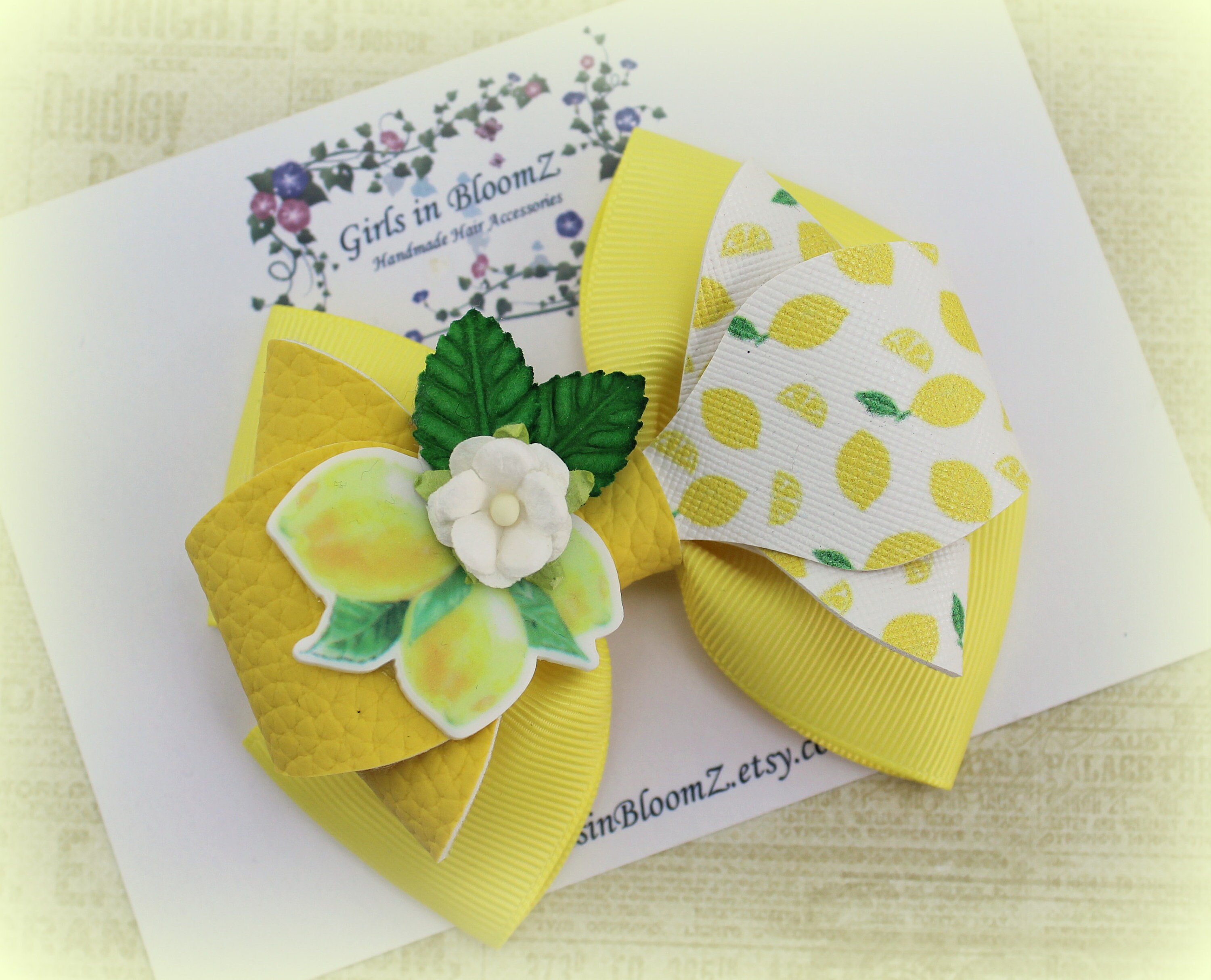 Yellow Hair Bow/lemon Hair Bow/yellow Bow Headband/spring Etsy