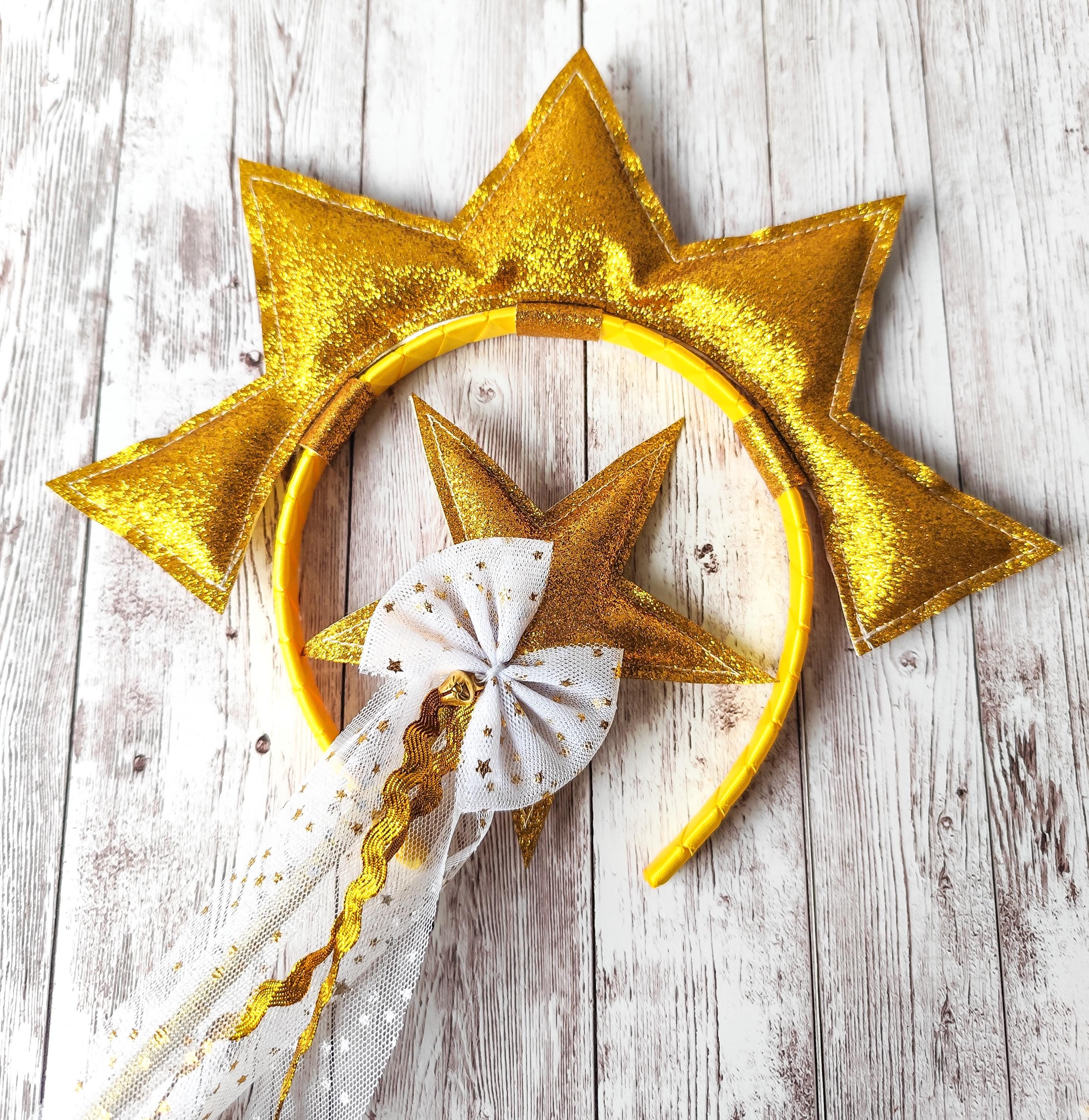 2 fasce per capelli glitterate con stella lunare, cerchietti per