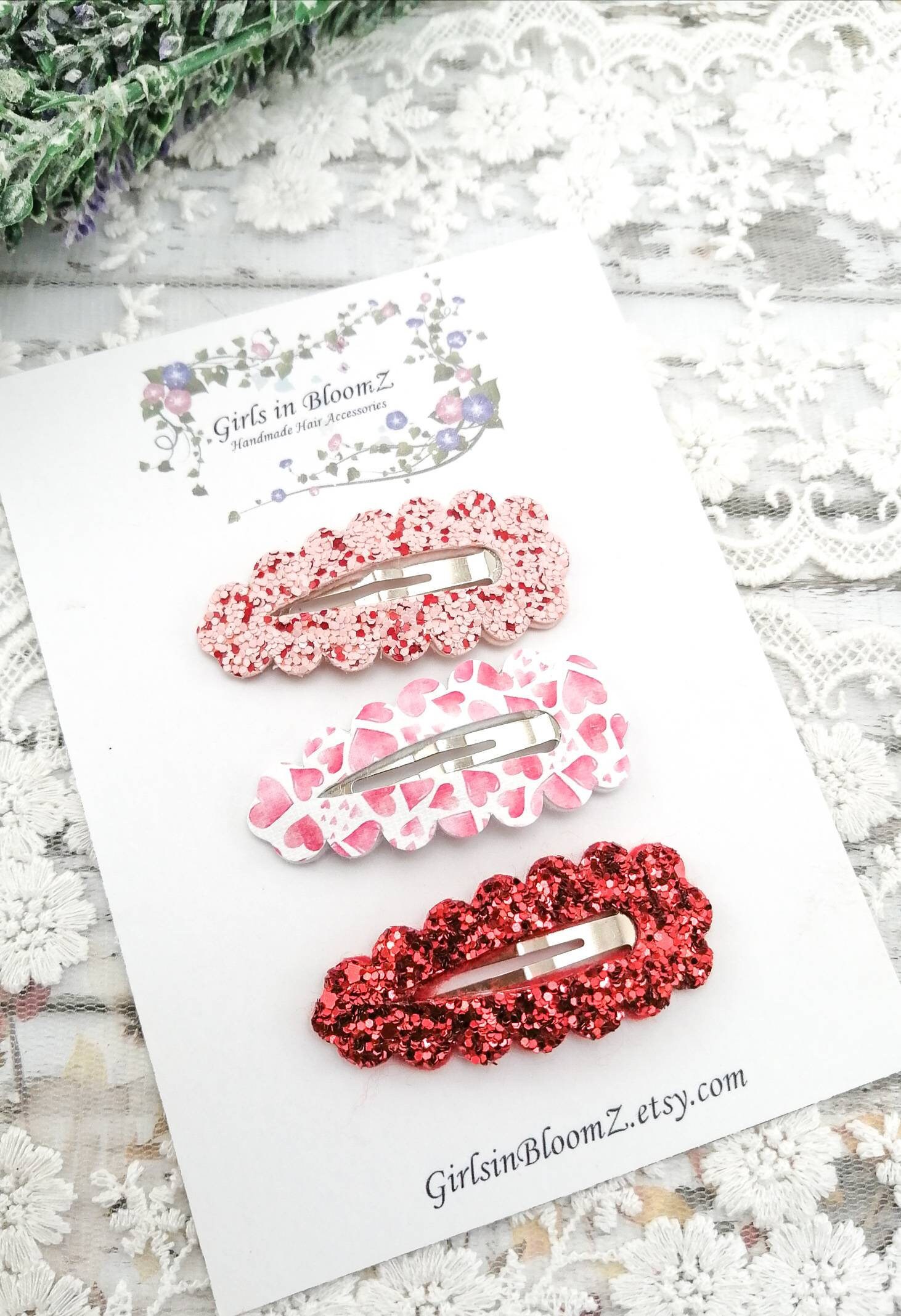2 Herz-Haarspangen Mit Glitzer & Pailletten – Süße Valentinstags-Accessoires Für Mädchen & Frauen