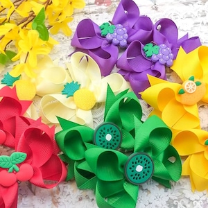 Fruit Hair Bows: Alligator Clip Pigtail Bow Set