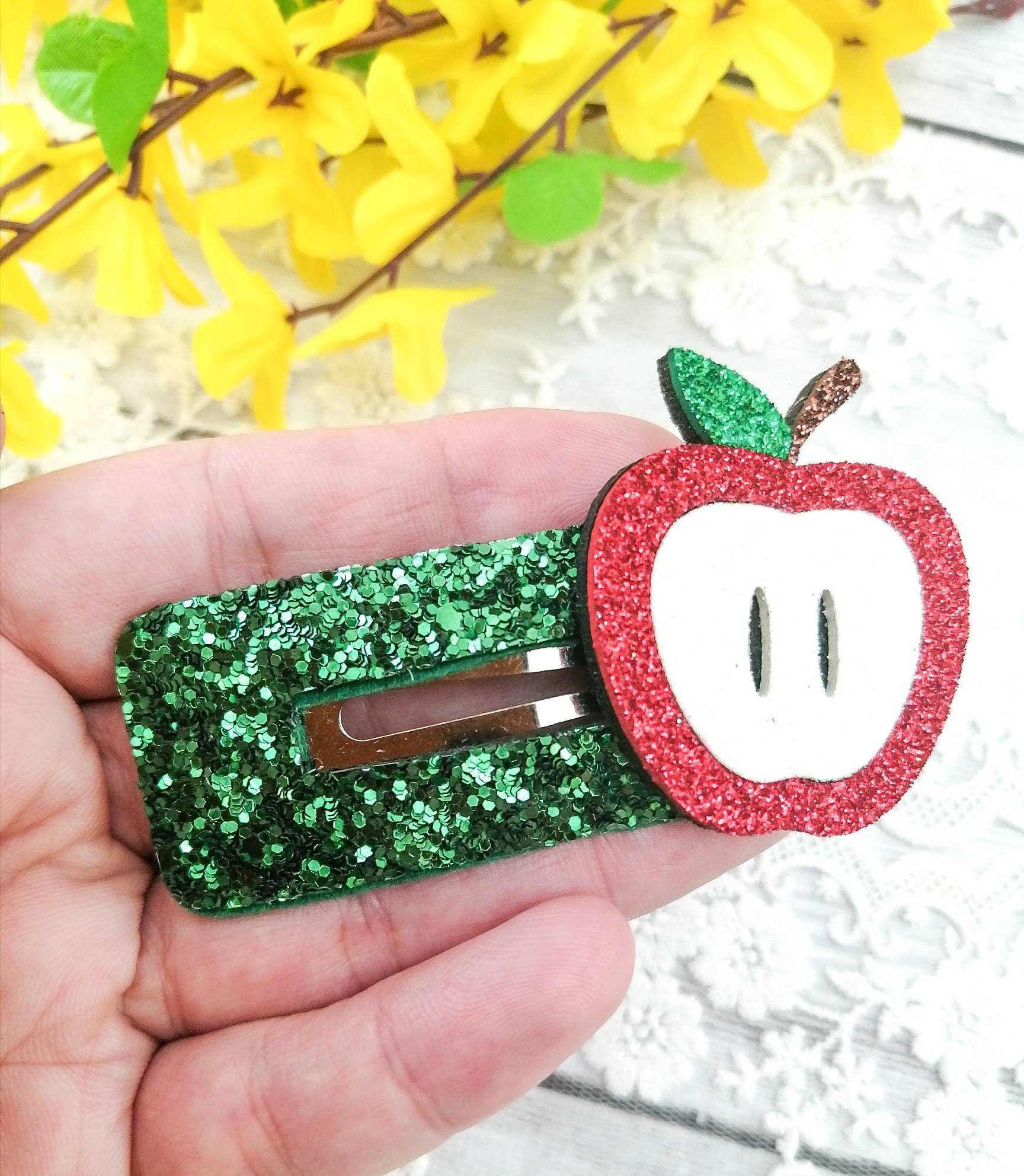 Crystal Apple hair clip embellished Paradise / Apple Core Hair Clip – YVMIN main image 4