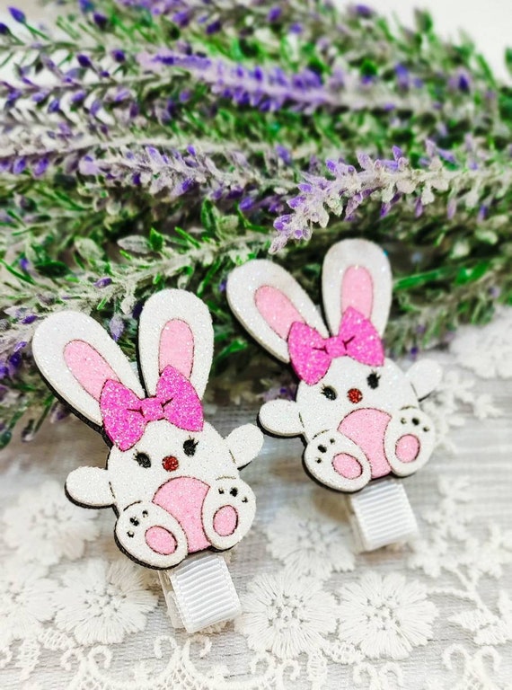 Bunny Pigtail Hair Clips – Handmade Toddler Easter Set - Etsy