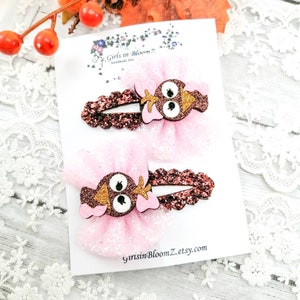 Turkey hair clip-Fall hair clips-Small hair clips-Fringe clips-Glitter snap clips-Autumn hair bows-Thanksgiving hair accessories