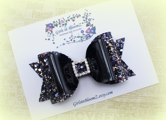 Black Glitter Hair Bow: Sparkly Girl display picture 1