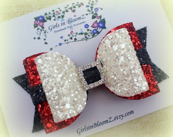 Christmas hair bow/Girls Santa hair bow/Glitter hair bow/Red hair bow/Santahair bow/Christmas bow headband/Baby girl glitter bow headband