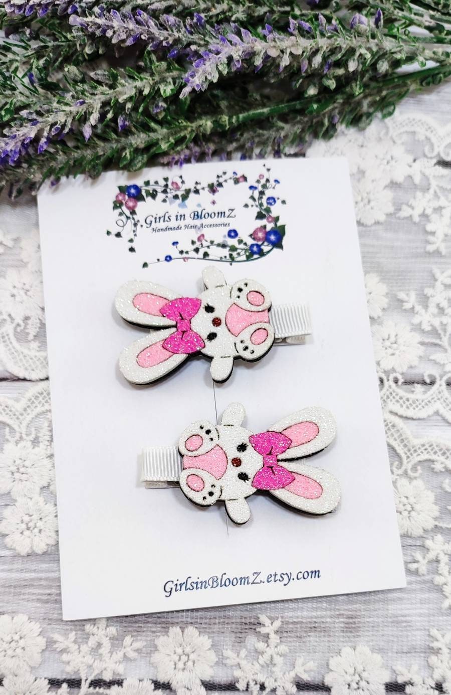 Bunny Pigtail Hair Clips – Handmade Toddler Easter Set - Etsy