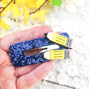 Back to school large glitter snap clip-Pencil hair clip-School hair clip-Girls/Ladies Hair Accessory